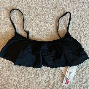 Bikini Tab Black Swim Top, Medium